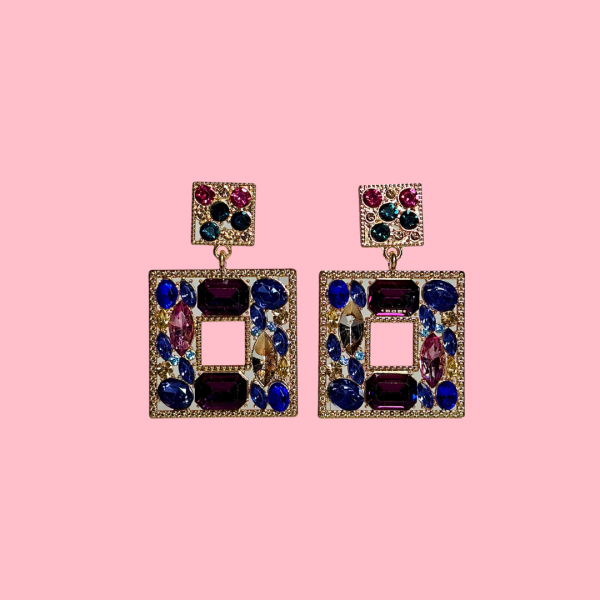 Bejeweled Square Earrings