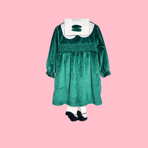 Baby Girl 18/24 Months Green Velvet Dress