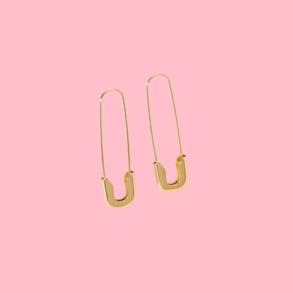 Gold Safety Pin Earrings