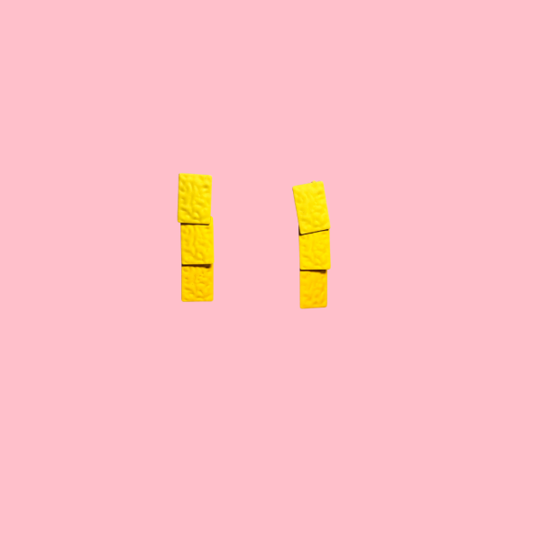 Yellow Triple Square Earrings